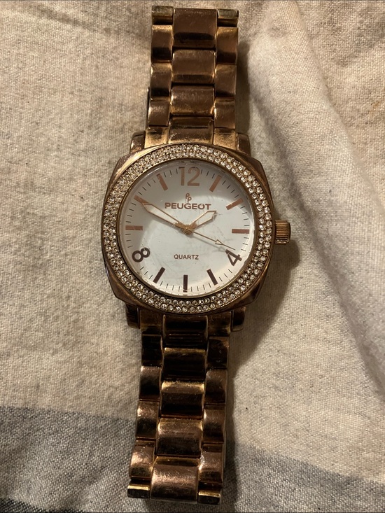 Peugeot Accessories - Peugeot Rose Gold and White Watch with Pink Accents and Crystal Bezel